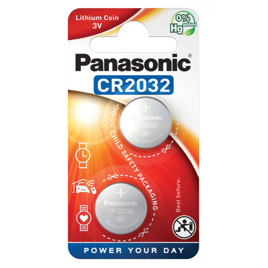 PANASONIC μπαταρία λιθίου, CR2032, 3V, 2τμχ
