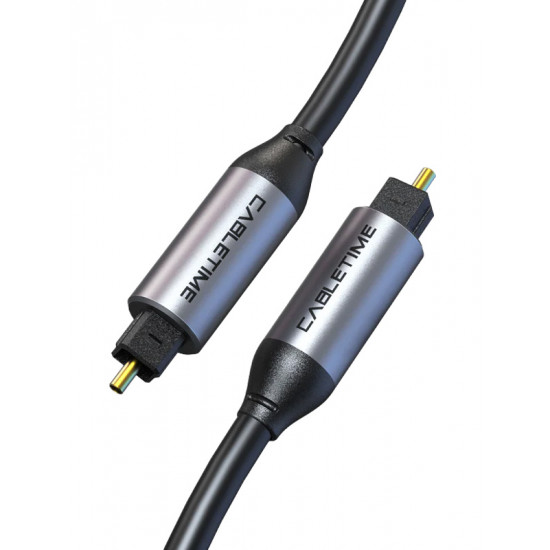 CABLETIME καλώδιο ήχου Toslink CT-AV380-P04GN, gold plated, 5mm, 1m, μαύρο