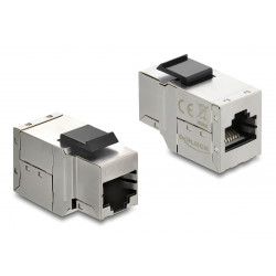 DELOCK Keystone module RJ45 90835, θηλυκό σε θηλυκό, Cat 6A STP, ασημί