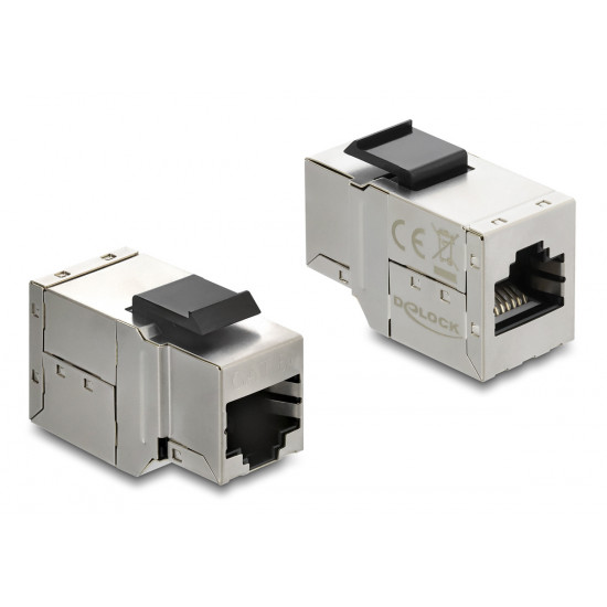 DELOCK Keystone module RJ45 90835, θηλυκό σε θηλυκό, Cat 6A STP, ασημί