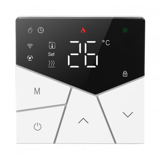 Smart θερμοστάτης αερίου BHT-15GCLW, WiFi, χωνευτός, μαύρος