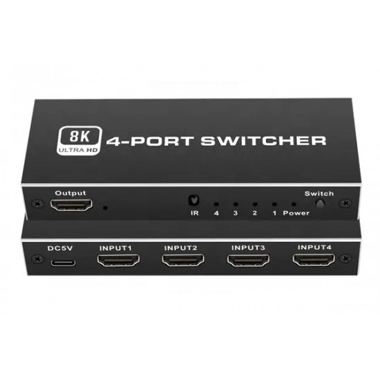HDMI switch CAB-H149 με τηλεχειριστήριο, 4 σε 1, 8K/60Hz, μαύρο