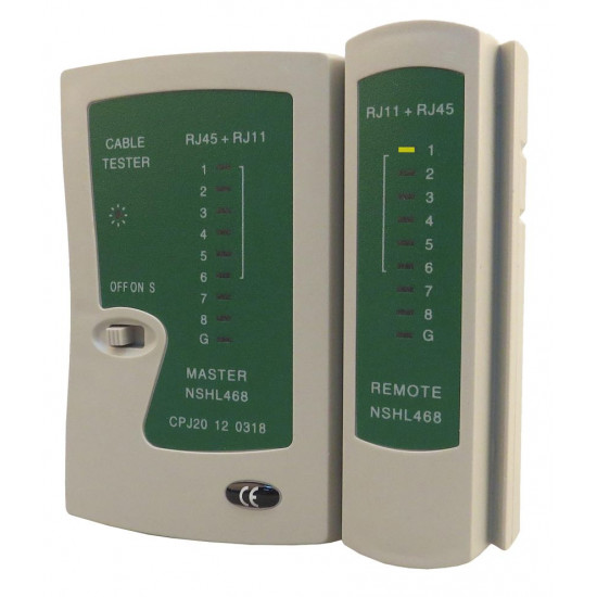 POWERTECH tester καλώδια δικτύου & τηλέφωνου CAB-N044 για RJ11/RJ12/RJ45