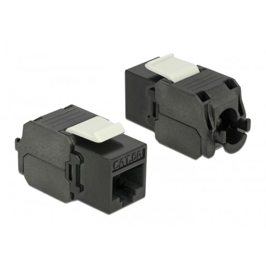 POWERTECH keystone module RJ45 female CAB-N151, Cat.6Α UTP 180°, μαύρο