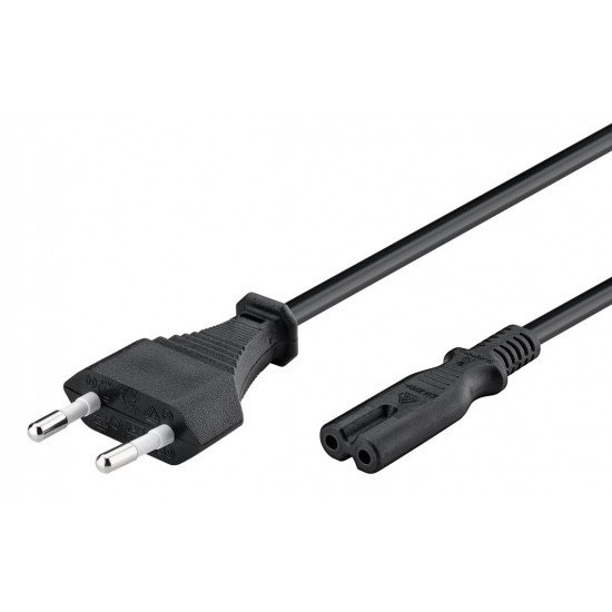 POWERTECH καλώδιο τροφοδοσίας CAB-P040, copper, 2x 0.75mm, 1.5m, μαύρο