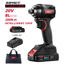 DELI παλμικό κατσαβίδι μπαταρίας DE-QZ20-1D2, Brushless, 20V, 2x 2Ah, 200N.m