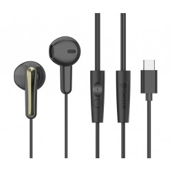 CELEBRAT earphones με μικρόφωνο G37, USB-C σύνδεση, 14.2mm, 1.2m, μαύρα