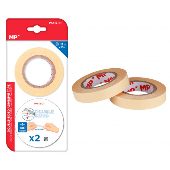 MP κολλητική ταινία διπλής όψεως PA512-01, 12mm, 10m, μπεζ, 2τμχ