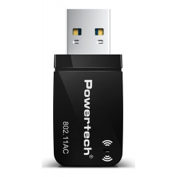 POWERTECH ασύρματος USB αντάπτορας δικτύου PT-1450, 1300Mbps dual band WiFi