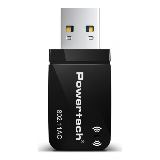 POWERTECH ασύρματος USB αντάπτορας δικτύου PT-1450, 1300Mbps dual band WiFi
