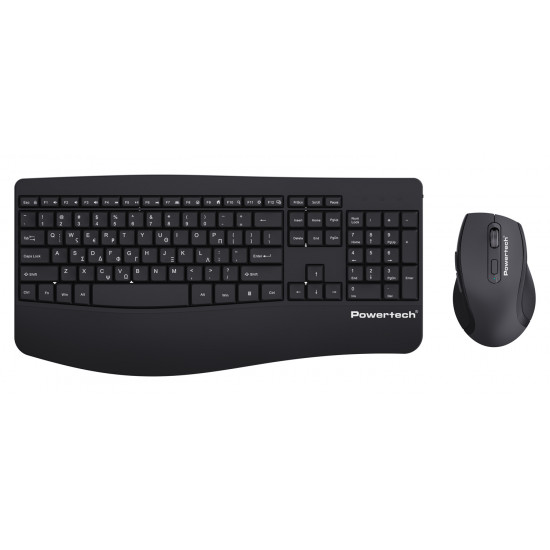 POWERTECH set ποντίκι & πληκτρολόγιο PT-1490, 2.4GHz & Bluetooth, μαύρο