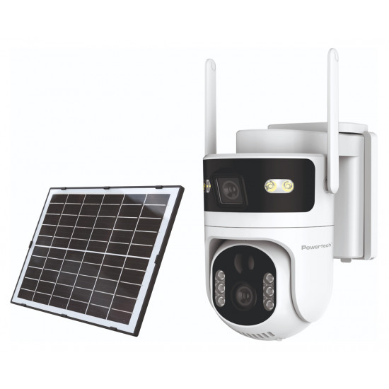 POWERTECH smart ηλιακή κάμερα PT-1547, dual lens, 4MP, 4G, PTZ, SD, IP65