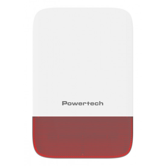 POWERTECH σειρήνα PT-1608, εξωτερικού χώρου, IP65, 433MHz, 120dB, 5000mAh, κόκκινη