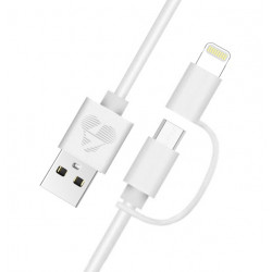 POWERTECH καλώδιο USB σε Micro/Lightning PT-707, MFi, 2.4A, 1m, λευκό
