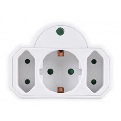 POWERTECH αντάπτορας ρεύματος PT-816 με προστασία υπέρτασης, 1x schuko, 2x euro, 16A, λευκός