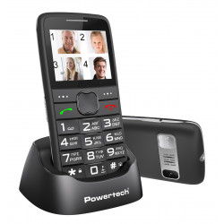 POWERTECH κινητό τηλέφωνο Sentry Eco V2, dual SIM, πλήκτρο SOS, μαύρο