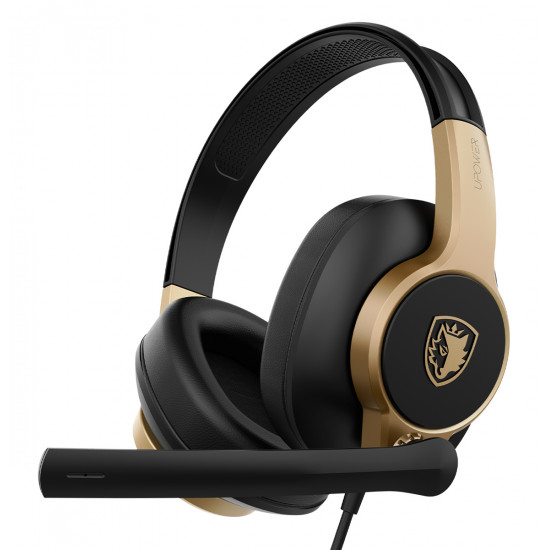 SADES gaming headset UPOWER, 3.5mm σύνδεση, 40mm, μαύρο/χρυσό