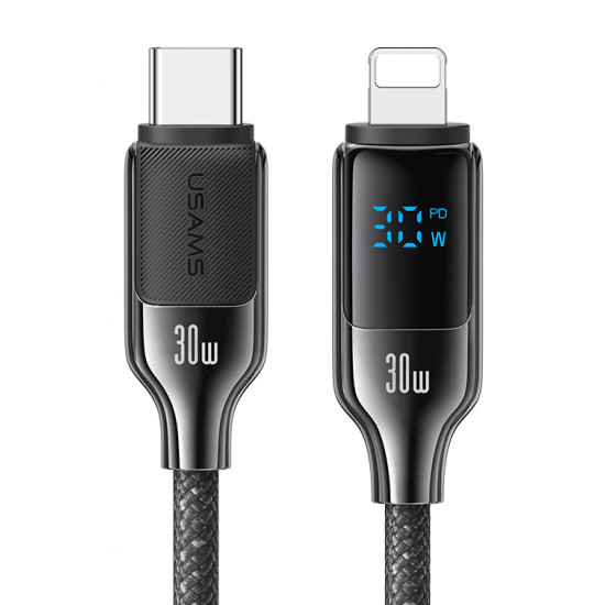 USAMS καλώδιο Lightning σε USB-C SJ741, 30W, 480Mbps, 1.2m, μαύρο