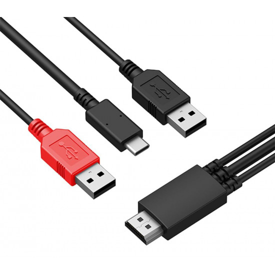 XP-PEN HDMI σε USB-C & 2x USB SPE40 για ταμπλέτα σχεδίασης, 1.5m, μαύρο