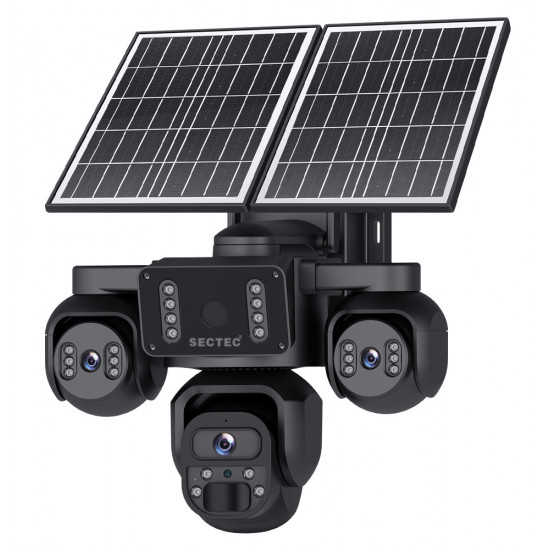 SECTEC smart ηλιακή κάμερα ST-523-9MAOV-4G-EU, triple lens, 3MP, 4G, SD, PTZ, IP66