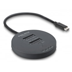 DELOCK docking station για M.2 NVMe PCIe SSD 64364, 2 θέσεων, 20Gbps, clone function, μαύρο