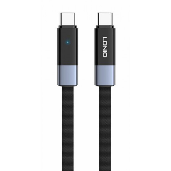 LDNIO καλώδιο USB-C LC242c, flat, 65W, 480Mbps, 2m, μαύρο