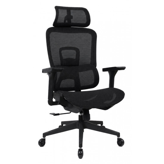 POWERTECH καρέκλα γραφείου PT-1633 με μπράτσα και ανάκλιση, ρυθμιζόμενο ύψος, μαύρη