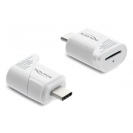 DELOCK card reader 91427 για micro SD, USB-C σύνδεση, 5Gbps, λευκό