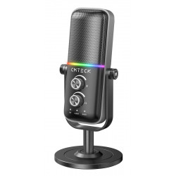 CMTECK επιτραπέζιο μικρόφωνο XM600, omnidirectional/καρδιοειδές, USB, RGB LED, μαύρο