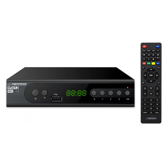 ESPERANZA ψηφιακός δέκτης EV106R, DVB-T2, Full HD, MPEG-4, H.265/HEVC, με PVR