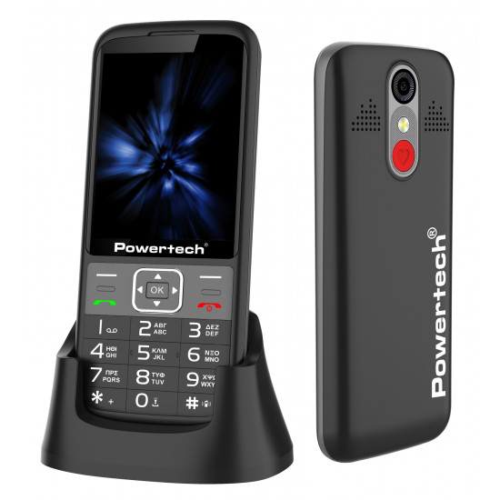 POWERTECH κινητό τηλέφωνο Sentry 3.36, 3.36, dual SIM, πλήκτρο SOS, μαύρο