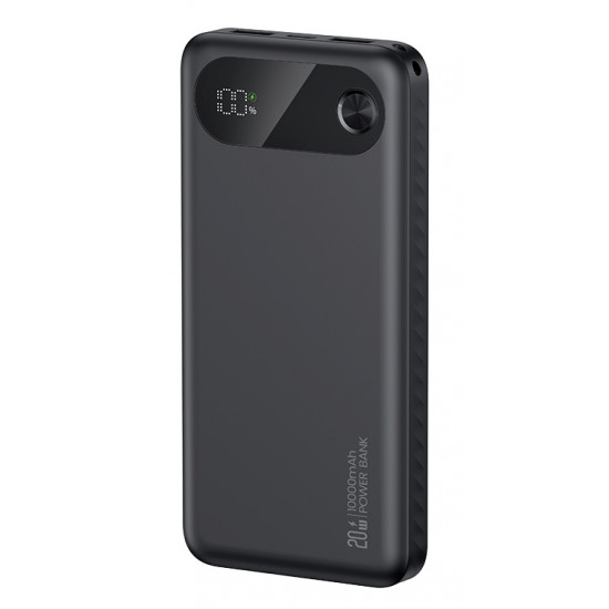 USAMS power bank CD249 με οθόνη, 3x θύρες εξόδου, 10000mAh, PD20W, μαύρο