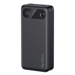 USAMS power bank CD251 με οθόνη, 3x θύρες εξόδου, 20000mAh, PD20W, μαύρο
