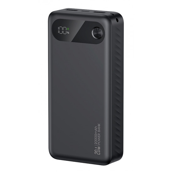 USAMS power bank CD251 με οθόνη, 3x θύρες εξόδου, 20000mAh, PD20W, μαύρο