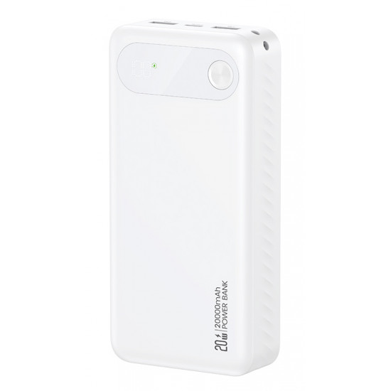 USAMS power bank CD251 με οθόνη, 3x θύρες εξόδου, 20000mAh, PD20W, λευκό
