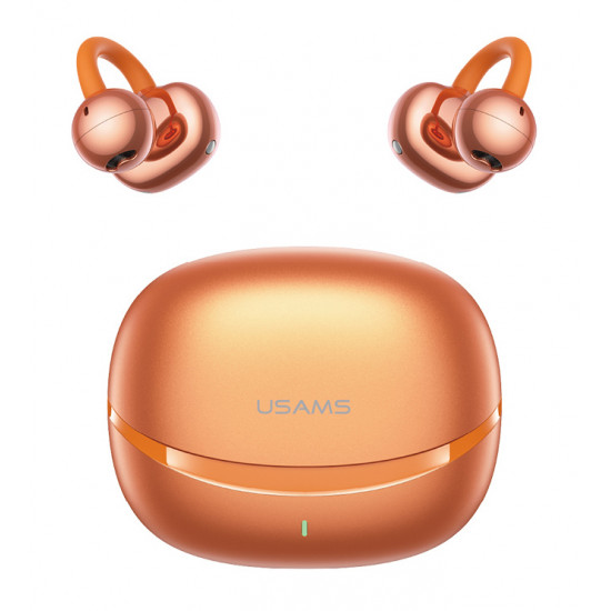 USAMS earphones με θήκη φόρτισης Echo R03, OWS, Φ11mm, 40/300mAh, πορτοκαλί