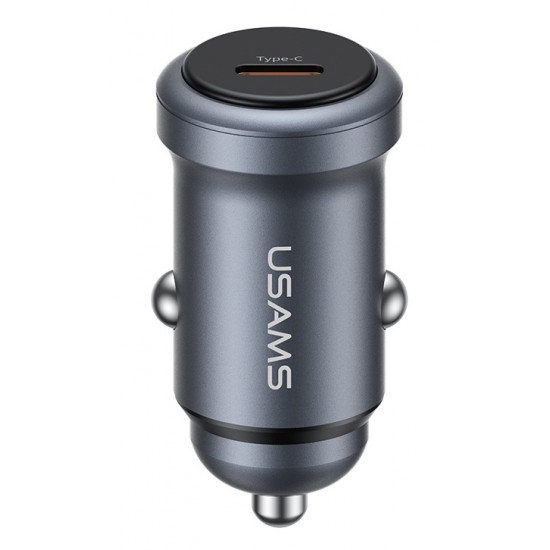 USAMS φορτιστής αυτοκινήτου CC321, USB-C, 30W, γκρι