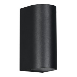 POWERTECH φωτιστικό τοίχου HLL-0188 για 2x GU10 λάμπες, μεταλλικό, IP65, μαύρο