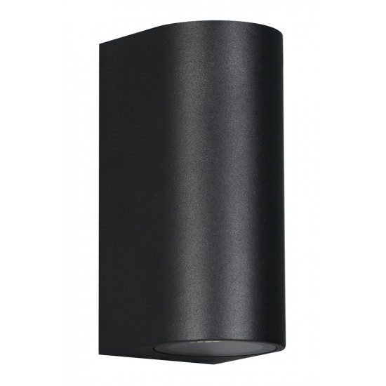 POWERTECH φωτιστικό τοίχου HLL-0188 για 2x GU10 λάμπες, μεταλλικό, IP65, μαύρο