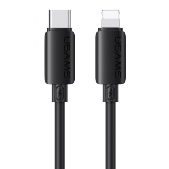 USAMS καλώδιο Lightning σε USB-C SJ788, σιλικόνης, 30W, 480Mbps, 1m, μαύρο