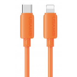 USAMS καλώδιο Lightning σε USB-C SJ788, σιλικόνης, 30W, 480Mbps, 1m, πορτοκαλί