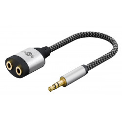 GOOBAY αντάπτορας ήχου 3.5mm σε 2x 3.5mm 80586, μαύρος/γκρι