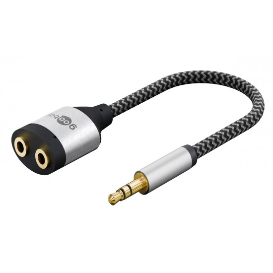 GOOBAY αντάπτορας ήχου 3.5mm σε 2x 3.5mm 80586, μαύρος/γκρι