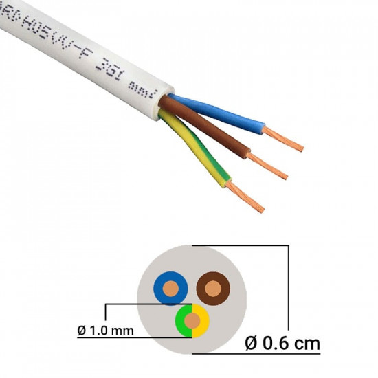 Καλώδιο 3x1mm Λευκό (τιμή ανά μέτρο)