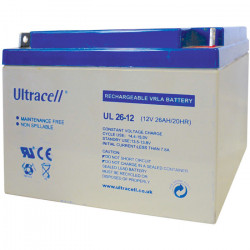 ULTRACELL 12V 26AH Μπαταρία μολύβδου 12V 26Ah.    Διαστάσεις:   - Μήκος: 175 mm  - Πλάτος: 166 mm  - Ύψος: 125 mm  - Τύπος Terminal: F3 - ULTRACELL