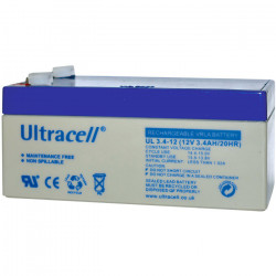 ULTRACELL 12V 3.4AH Μπαταρία μολύβδου 12V 3.4Ah    Διαστάσεις:  - μήκος: 13,4 cm  - πλάτος: 6,7 cm  - ύψος: 6.1 cm  - Τύπος Terminal: F1 - ULTRACELL