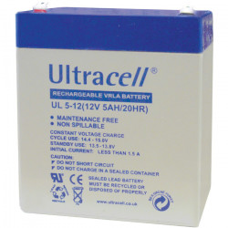 ULTRACELL 12V 5AH 9x7x10 Μπαταρία μολύβδου 12V 5Ah    Διαστάσεις:  - Μήκος: 90mm  - Πλάτος: 70mm  - Υψος: 100mm  - Τύπος Terminal: F1 - ULTRACELL