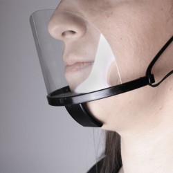BLACK PLASTIC MULTI-PURPOSE FACE MASK Διάφανη πλαστική προστατευτική μάσκα προσώπου πολλαπλών χρήσεων, σε μαύρο χρώμα. - OEM