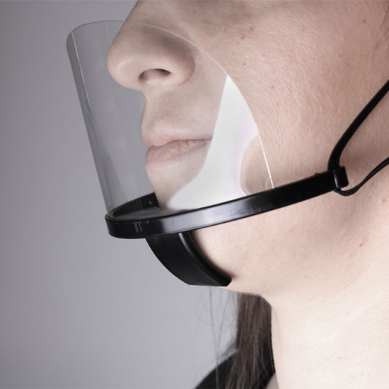 BLACK PLASTIC MULTI-PURPOSE FACE MASK Διάφανη πλαστική προστατευτική μάσκα προσώπου πολλαπλών χρήσεων, σε μαύρο χρώμα. - OEM