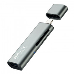 PNY R-TC-UA-3N1E01-RB USB-C card reader για κάρτες MicroSD & SD, με υποδοχή USB A. - PNY